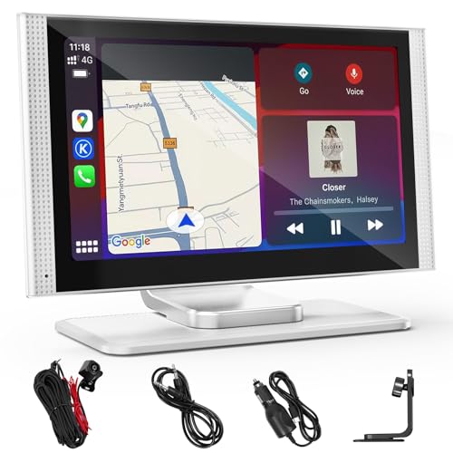 7" Zeuboary HD Wireless CarPlay/Android Auto Screen – Portable Car Stereo with 720P Backup Camera