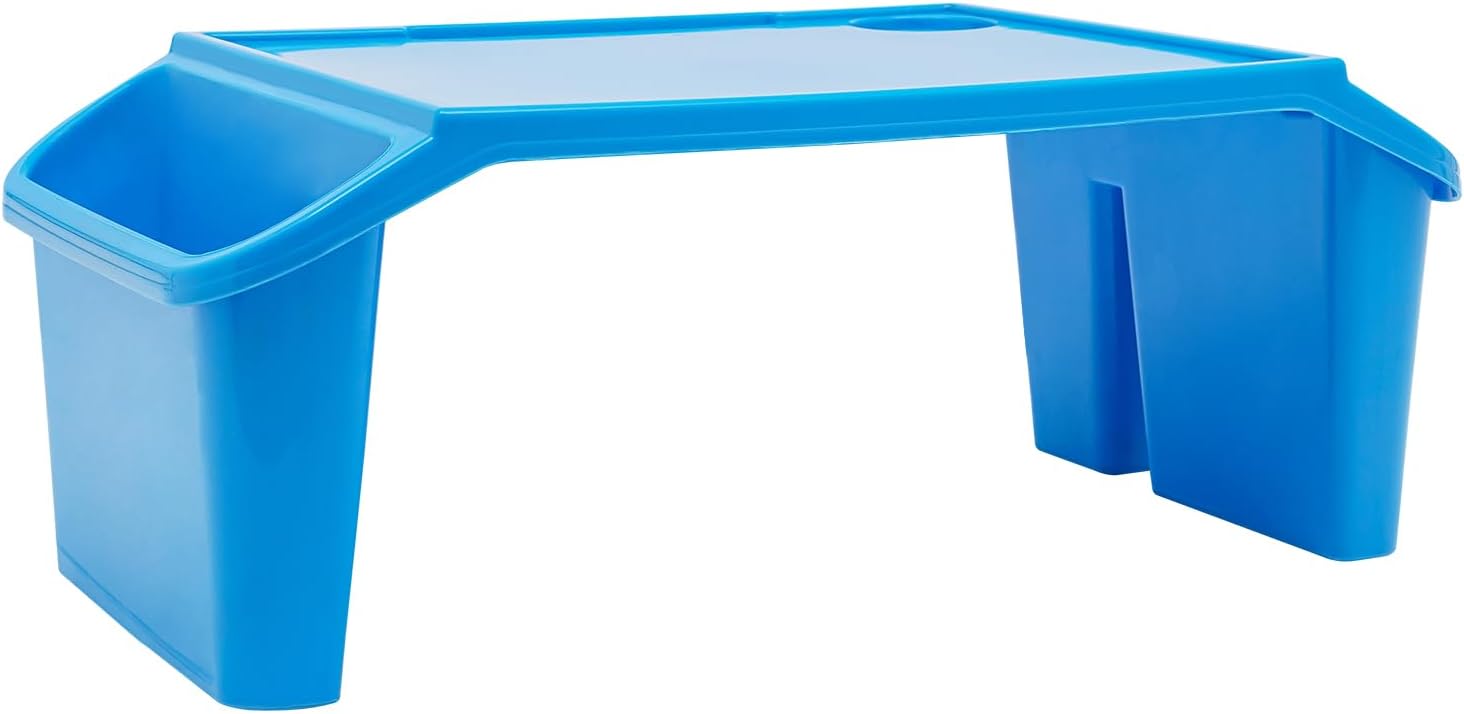 4 Pcs Lap Desk Trays, Plastic Breakfast Laptop Trays with Side Pockets and Phone Slots, Portable Lap Bed Table, Breakfast Serving Tray for Classroom Writing Eating (21.65 * 11.8 * 8.46in)