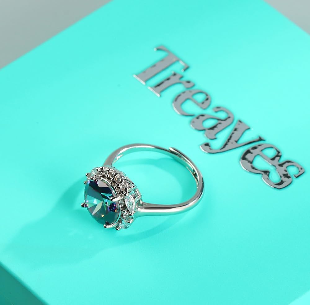 Round Moissanite Engagement Ring for Women, Women's 18K White Gold Plated 925 Sterling Silver Ring Moissanite Promise Rings for Her - Image 8