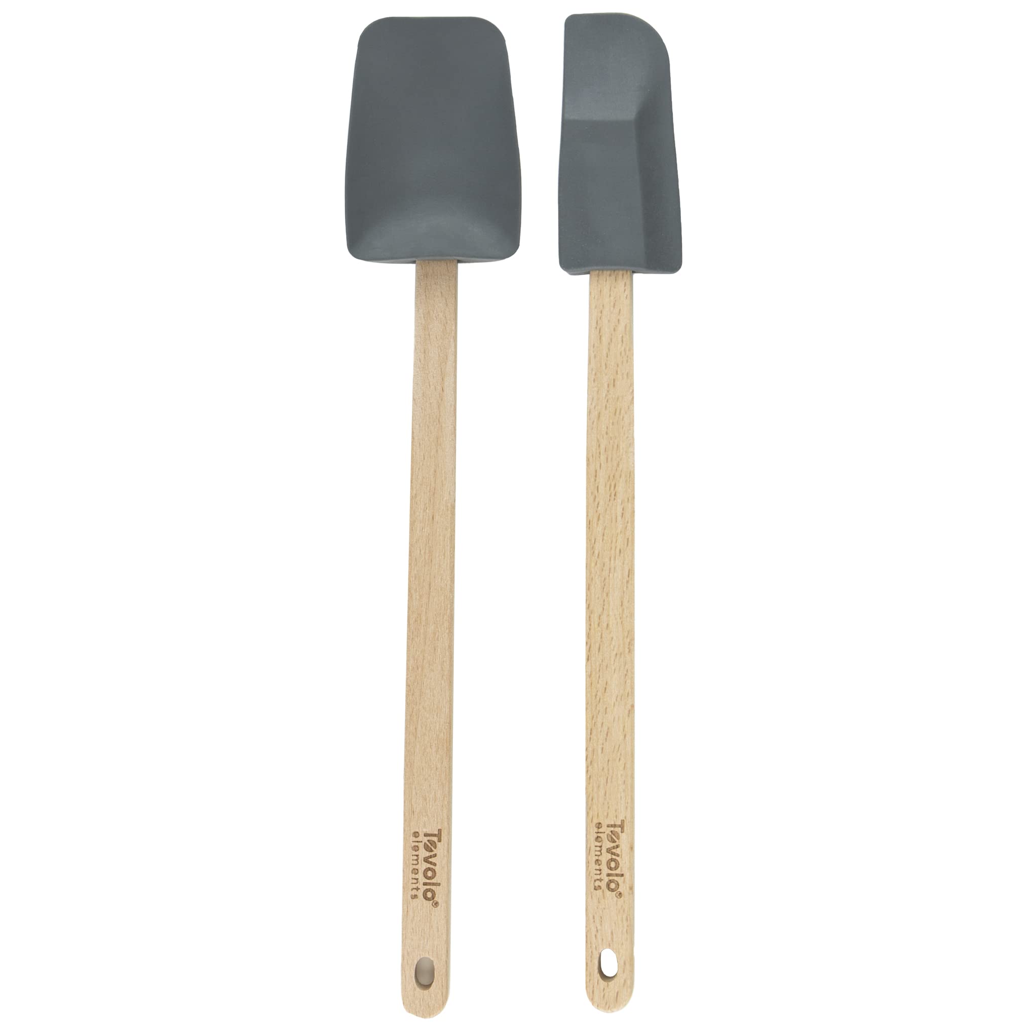 Elements Silicone Spatula Set of 2 Kitchen Tools for Food and Meal Prep, Charcoal Gray