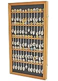 60 Souvenir Spoon Tea Spoon Display Case Rack Holder Wall Cabinet Solid Wood Frame with UV Protectio