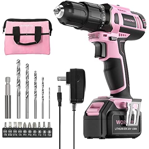 WORKPRO Pink Cordless 20V Lithium-ion Drill Driver Set Cover