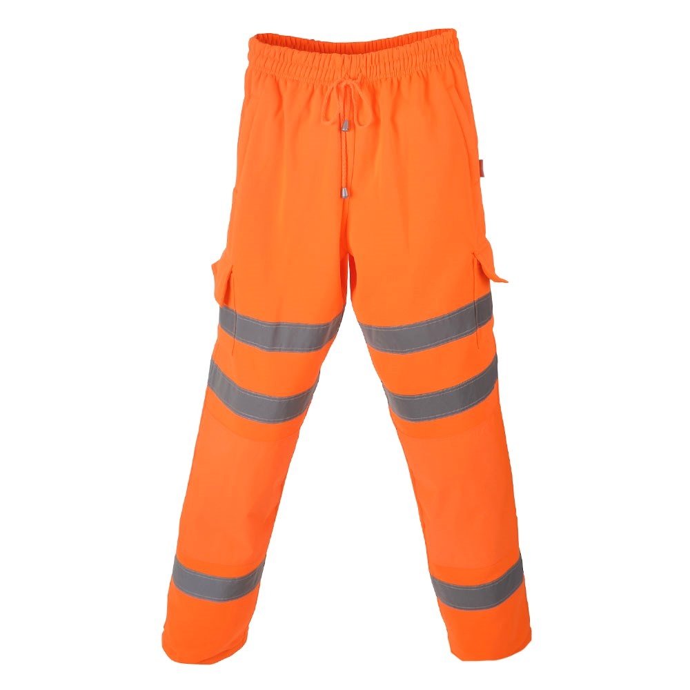 Superior Orange Hi Vis Combat Style Jogger Bottoms, 2 Zipped Pockets, 2 Thigh Pockets, High Visibility Conforms to EN20471 Class 1 & GO/RT 3279, by Brook Hi Vis,