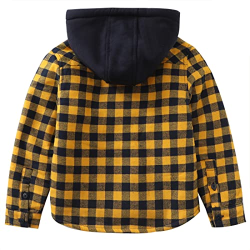 MOMOLAND Little Big Boys Long Sleeve Teddy Fleece Lined Flannel Shirt Jacket with Hood2