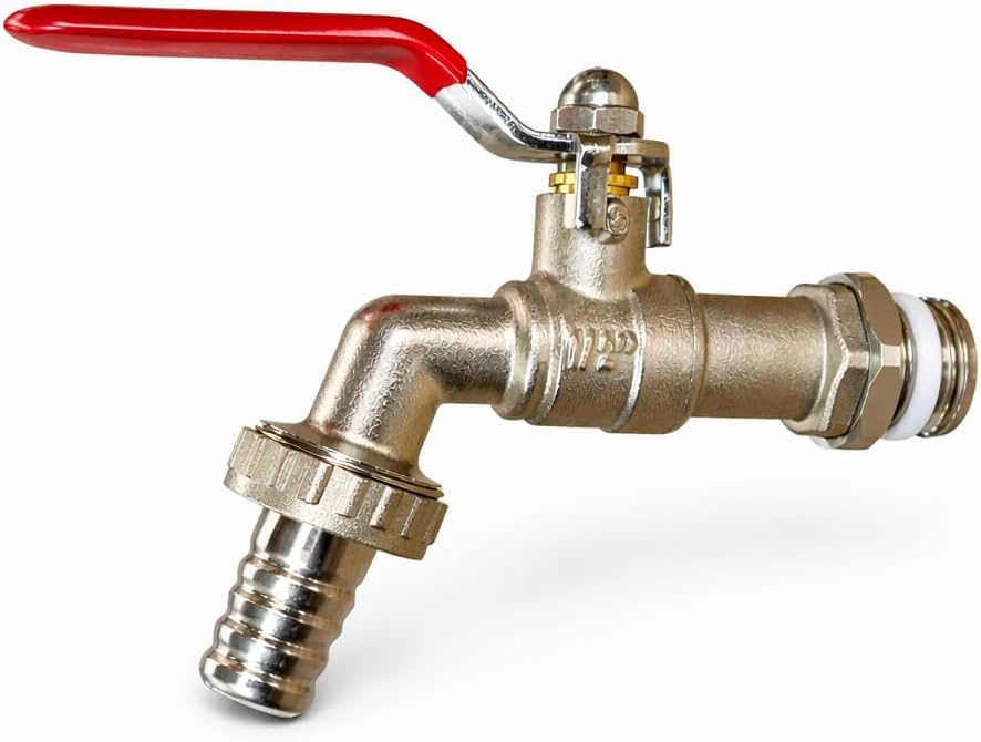 Wärmer Systems Brass Garden Tap 1/2" BSP Outdoor Water Tap – Heavy Duty Outside Tap with Lever Handle and Metal Hose Outlet for Garden Hose, Patio & Irrigation