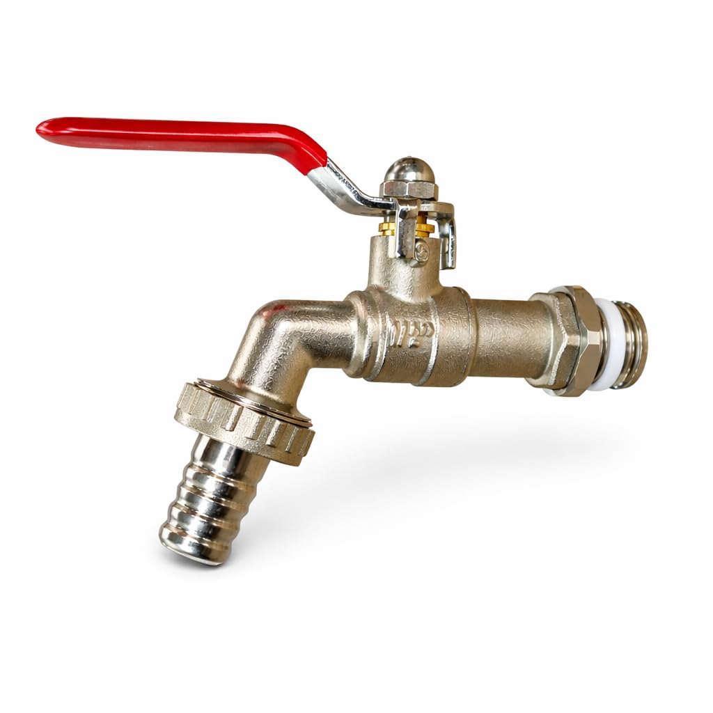 Wärmer Systems Brass Garden Tap 1/2" BSP Outdoor Water Tap – Heavy Duty Outside Tap with Lever Handle and Metal Hose Outlet for Garden Hose, Patio & Irrigation