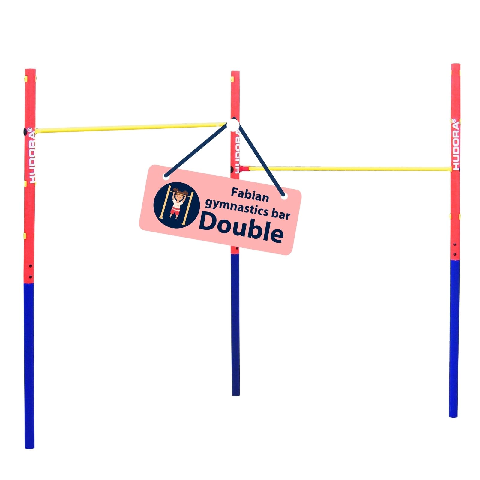 HUDORA Gymnastics Bar Fabian Standard/Pro - Single/double horizontal bar for children & adults - 4 level height-adjustable gym bar - Sturdy outdoor fitness bar for up to 100kg