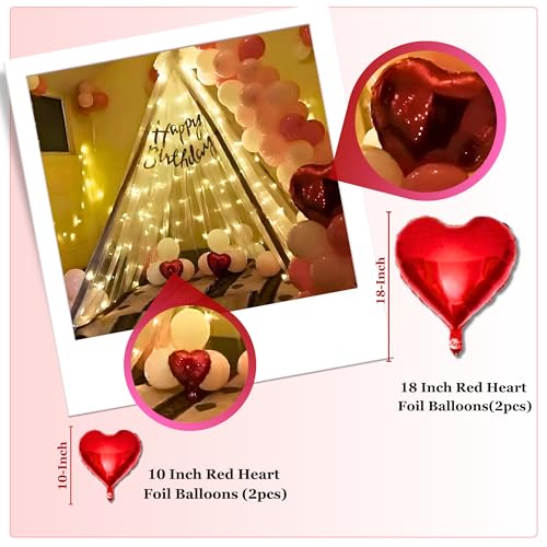 Image of 1iAM Happy Birthday Decoration Item Set Of 29 | 1 pc Cursive Banner, 2pcs White Net, 20 pcs Metallic & 4 Pcs Foil Balloons 1 pc Light, & 1 Pc Glue Dot For Hassel Free Decoration | B'day Decor Combo