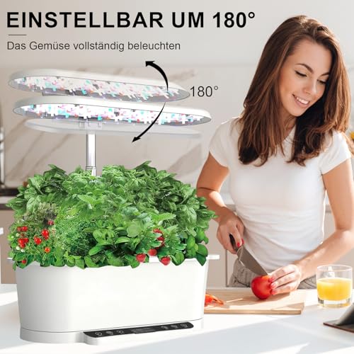 Zertylre Kit de culture hydroponique Wi-Fi et application - 15 trous de plantation - Système d'éclairage LED de 36 W et écran LCD - Réservoir d'eau de 6 litres - Hauteur réglable - Femme – vue 8