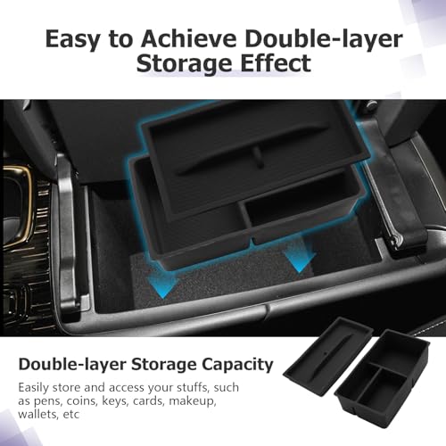 LUWU 2025 2026 Lexus RX350 Center Console Organizer for 2023 2024 2025 2026 Lexus RX350/RX450/RX500 Accessories Armrest Console Storage Box Glove Organizer Tray Silicone Material 2-Pack (Black) by LUWU - Image 4