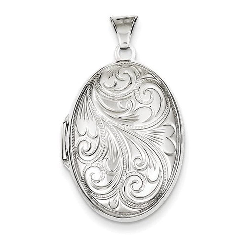 PicturesOnGold.com Oval Picture Locket in Silver - 3/4 x 1 inch - Includes 18 inch Chain