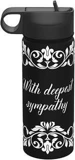 With Deepest Sympathy 18oz Insulated Stainless Steel Space-Age Bottle With Straw And Carry Loop Designed For Outdoor Sports