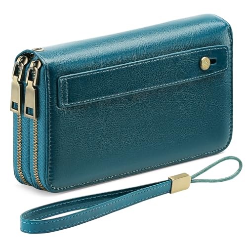 Image of GAEKEAO RFID Leather Wristlet Wallet for Women with Grip Strap