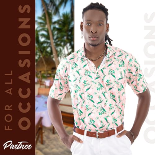 Partner Golf Shirts for Men, Short Sleeve Moisture Wicking Wrinkle Resistant Collared Shirt, Cruise Wear, Royal Parrot4