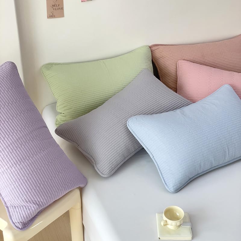 Lot de 4 taies d'oreiller rembourrées en coton de couleur unie Simple is not Simple is not Simple, taie d'oreiller en coton, laissez dormir plus à l'aise 48 x 74 cm (vert)