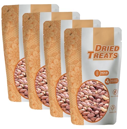 Image of Dried Treats Peanut Raw 1000 Grams (250 Grams X 4) - High Protein Kacchi Moongfali for Weight Loss, Diet Plans, and Healthy Indian Meals | Singdana Best for Chutney, Poha, Chaat & Ghar Ka Khana | Also Good For Vrat or Fasting during Navratri, Shivratri, Ekadashi | Diet Food | Raw Groundnut | Peanut Kernels for Dietry Fibre | Desi Kacchi Moongfali