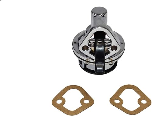 Miniatura 9 de A-Team Performance 12-834 Bomba de combustible de bloque pequeño con dos válvulas mecánica, cromada, 6 PSI, 80 GPH - Entrada y salida NPT en línea