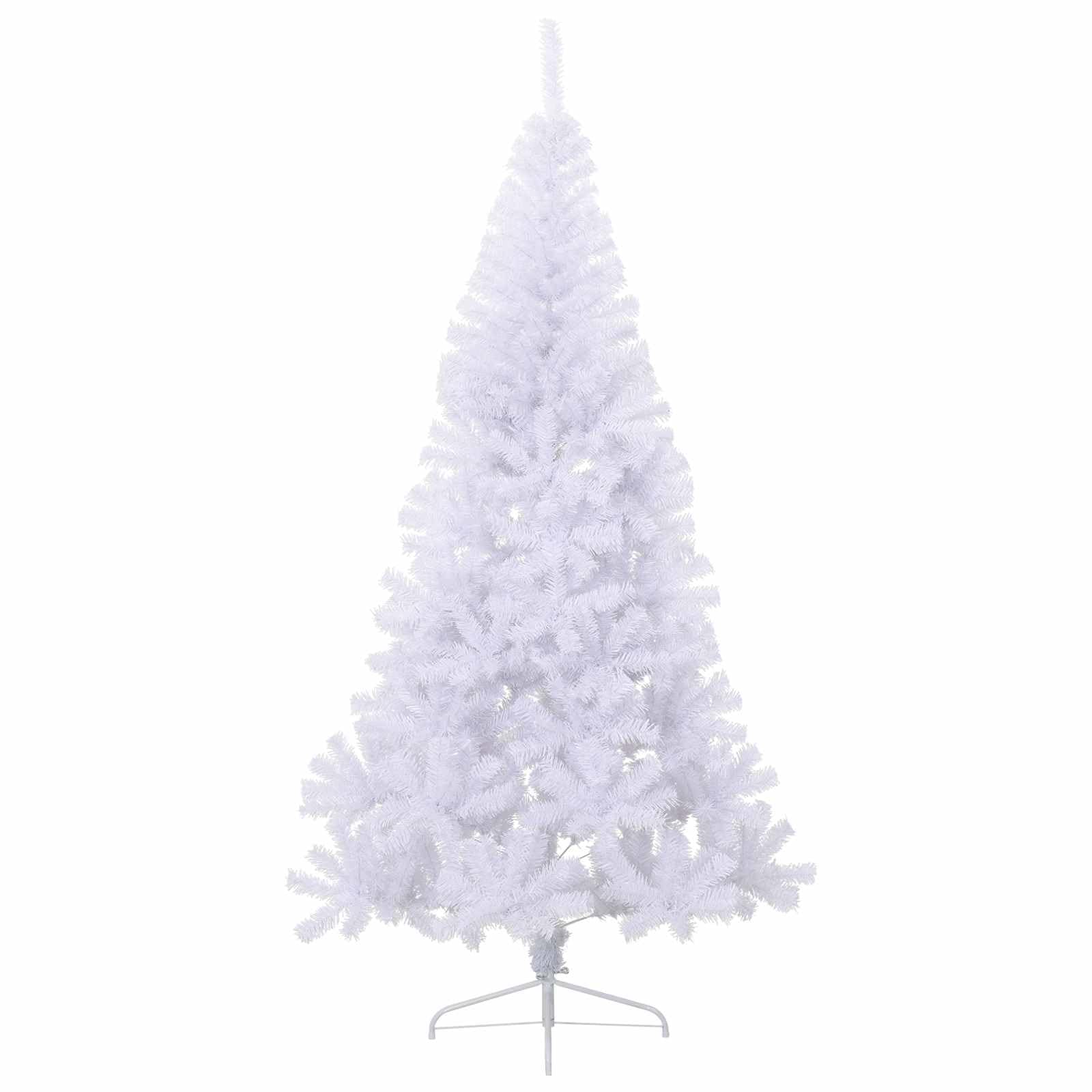 Árbol de Navidad artificial blanco de 240 cm de PVC y acero con 1050 puntas, 300 luces LED azules, fuente de alimentación USB, soporte estable, para salón, terraza, balcón e interior