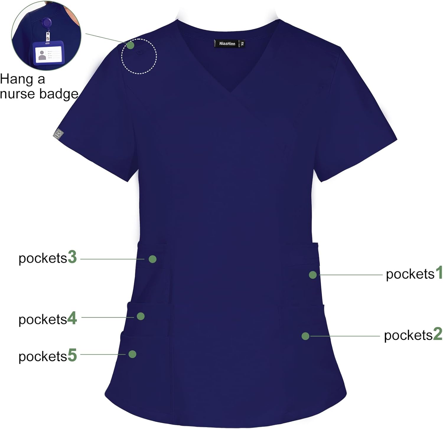 niaahinn Scrubs for Women Set，V-Neck Scrub Top & Joggers Pants Sets, Quick dry Anti Wrinkle Yoga Waistband