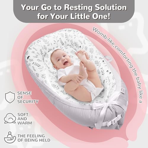 Image of EAQ Baby Lounger, Infant Lounger for Newborn,Portable Baby Nest Cover Breathable & Soft, Newborn Essentials