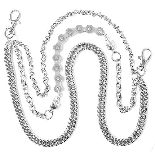 Pantalones Cadena, Hiphop Cráneo Llaver, 3 Llaveros de Cadena Largao, Punk Gothic Rock Biker Monedero Cadena para Moda Hip-Hop Pantalones Vaqueros Motorista Cover