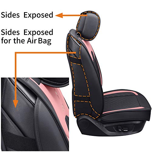 Aierxuan Car Seat Covers For Girls Women Ladies Waterproof Girly Seat Cushion Universal For Crv Acura Hyundai Altima Corolla Wrangler Focus Edge Escape Raider (Full Set, Black-Pink) #TOP4