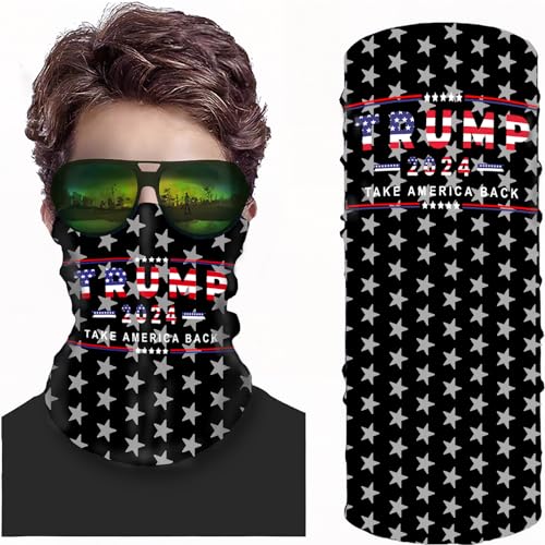 Unisex Trump 2024 Face Mask Neck Gaiter, Multipurpose Patriotic Neck Gaiters Balaclava Bandana for Adults