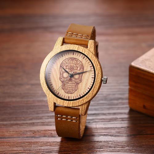 Amazon | 腕時計 メンズ ロックパンク 本革ベルト 髑髏: アンティーク