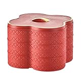 Bandeja de tres capas de piel sintética con tapa para aperitivos, nueces, caramelos, etc