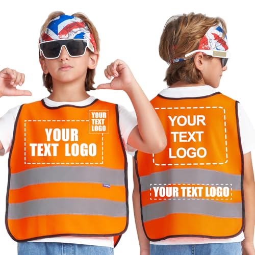 A-SAFETY Customized LOGO Orange 6-9 Years kids High Vis Reflective