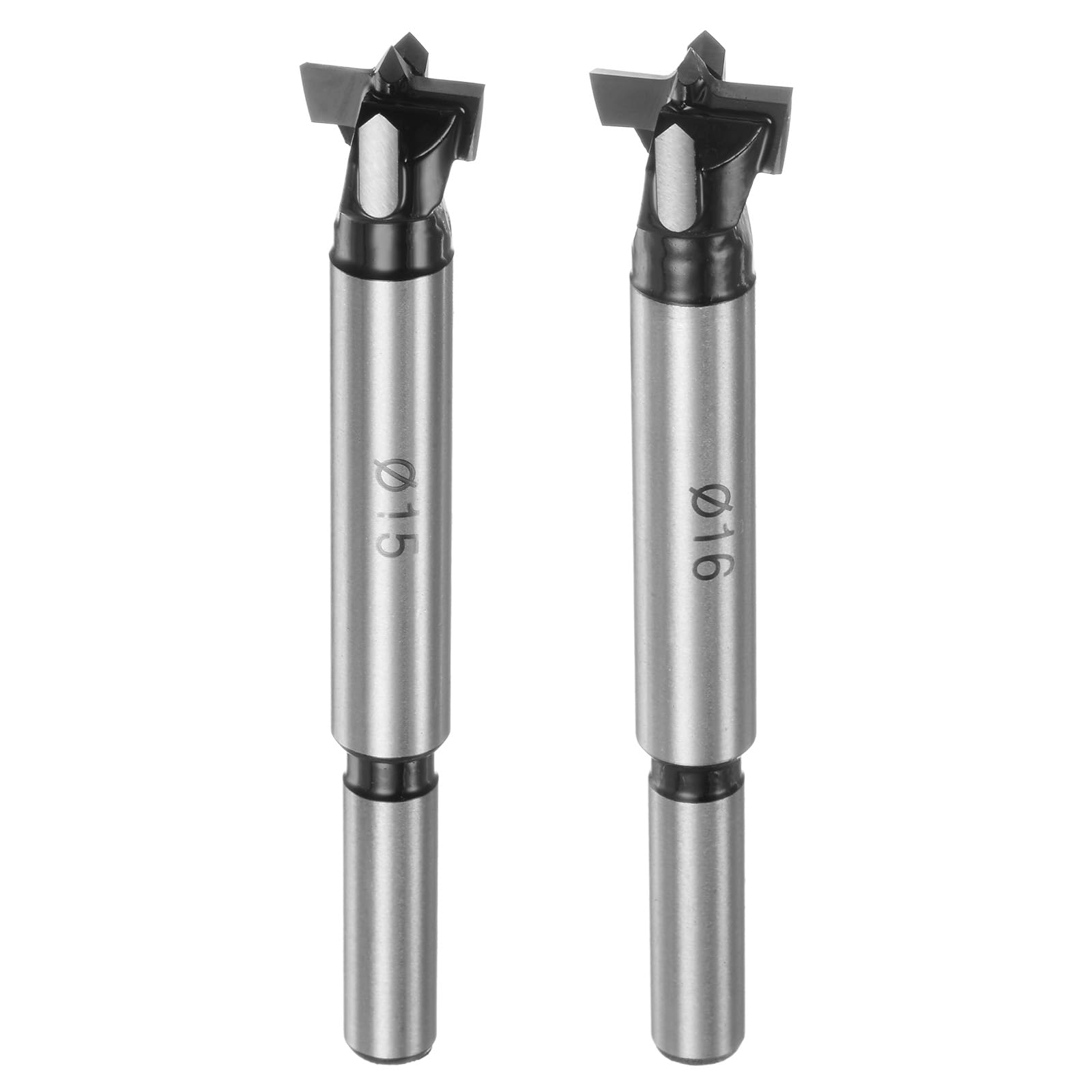 HARFINGTON 2pcs Forstner Drill Bit Set 15mm 16mm (9/16" 5/8") Tungsten Carbide Wood Forstner Bits Opener Cutter Kit for Hinge Hole Drilling