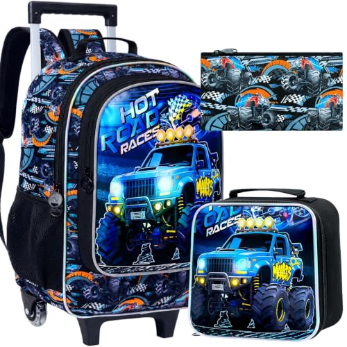 Image of CCJPX Rolling Backpack for Boys, Kids Roller School Bag with Wheels Toddler Wheeled Bookbag Elementary