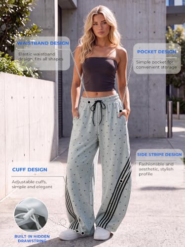 Image of EMMIOL Women's Y2K Baggy Barrel Striped Sweatpants High Waisted Wide Leg