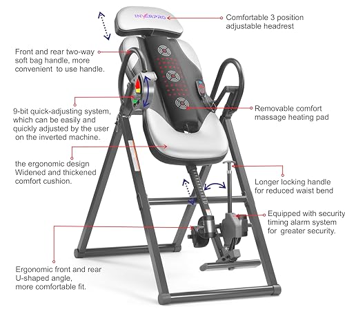 Inverpro MODEL AR A Advanced Heat And Massage Heavy Duty Deluxe Inversion Table,320 Lb Capacity,Gray/Black thumb #1