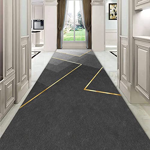 Alfombra de pasillo a rayas grises lavable de 2 metros para escaleras 3