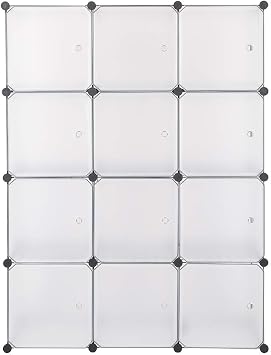 Cube Storage Organizer, 12-Cube Shelves Units, Closet Cabinet, DIY Plastic Modular Book Shelf, Bookcase Modular Closet Cabinet Ideal for Bedroom, Living Room, Office,42.5" L x 14.1" W x 55.9" H