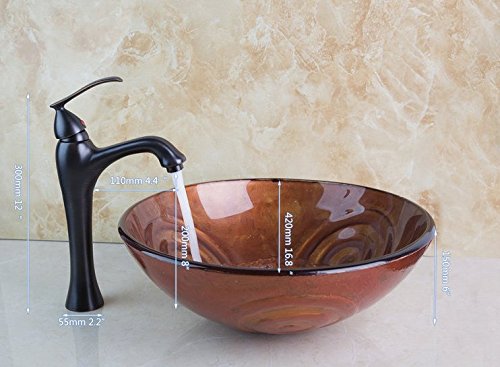 GOWE Oil Rubber Bronze Black Faucet +Unique Design Glass Bathroom Basin Sink Real Vessel Tap Lavatory Glass Basin Sets
