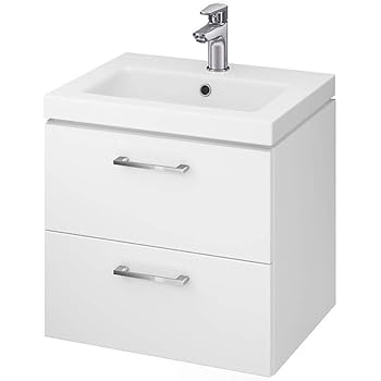 Vbchome Waschtischunterschrank 50 Cm Waschbecken Mit Unterschrank 2 Schubladen Badmobel Weiss Hochglanz Badezimmermobel Hangend Amazon De Kuche Haushalt
