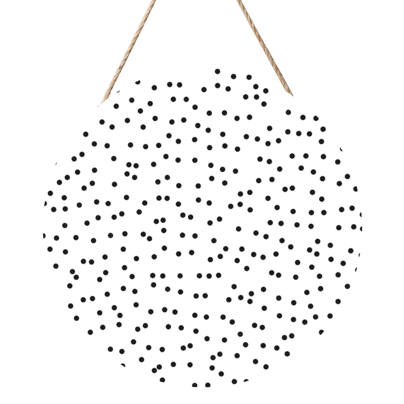 InOmak Polka Dot Black On White, Round Wood Panel Painting 12 in, Wall Hanging Painting For Home