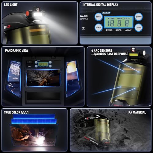 Careta para soldar Yeswelder BW-AR145 con vista lateral LED miniatura 2