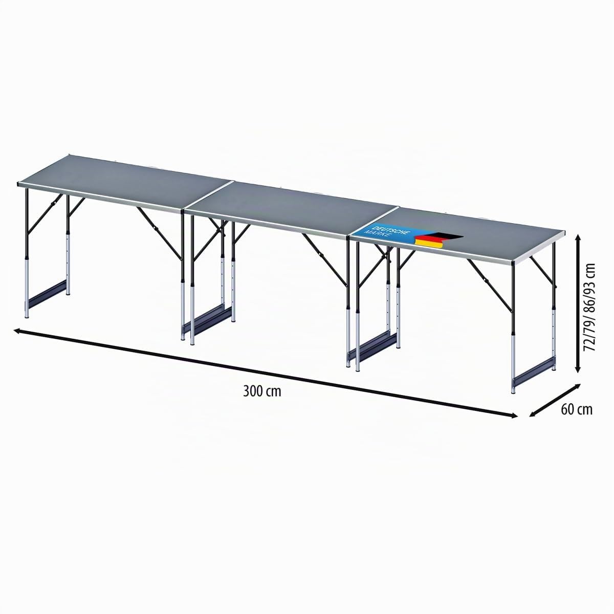 GOODS+GADGETS mesas plegables 3 X Negro: 100 X 60 Cm
