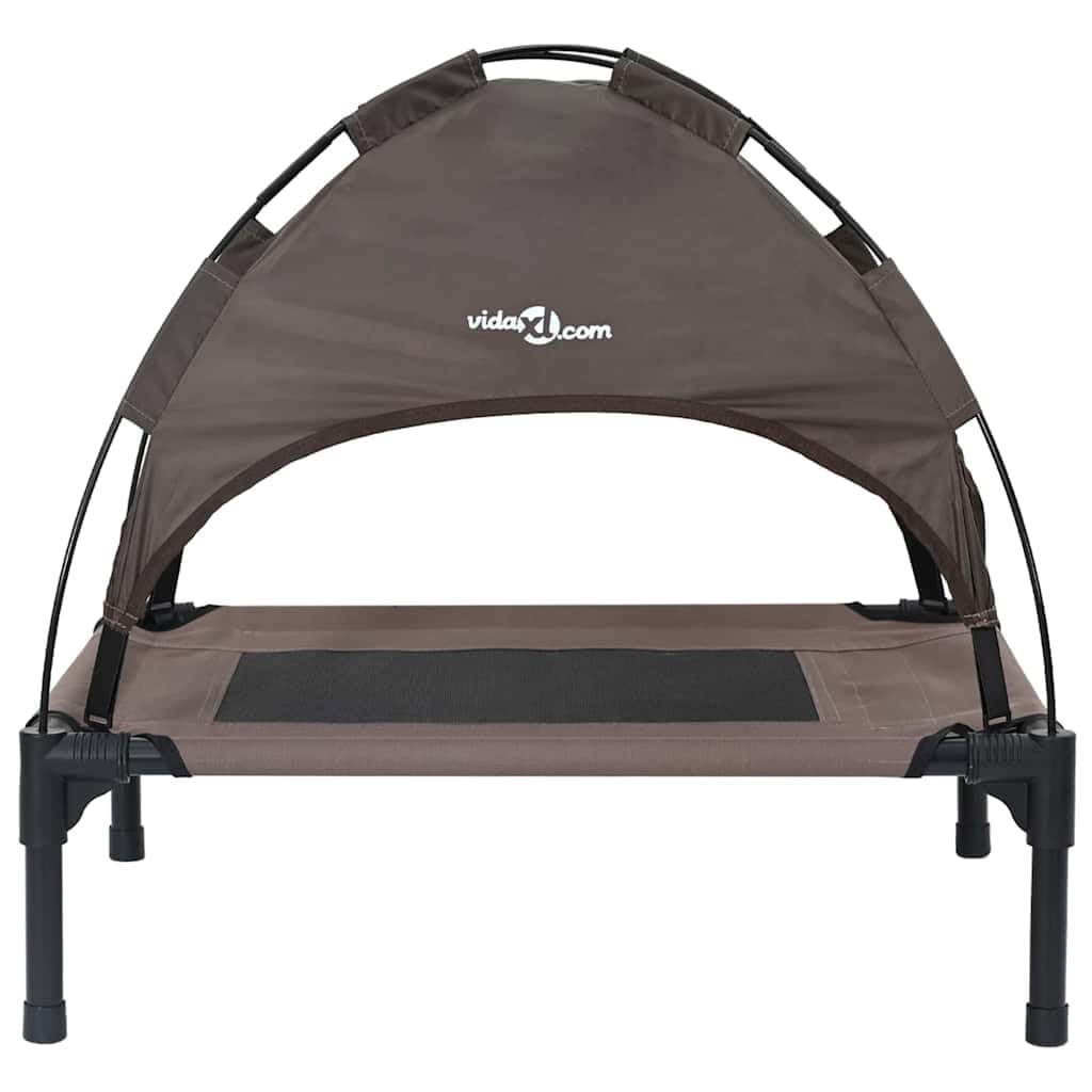 Cuccia per cani in acciaio marrone, 62 x 48 x 61 cm, rialzata per animali domestici, con design antigraffio, antiscivolo, traspirante, per interni ed esterni, delicato sulle articolazioni e