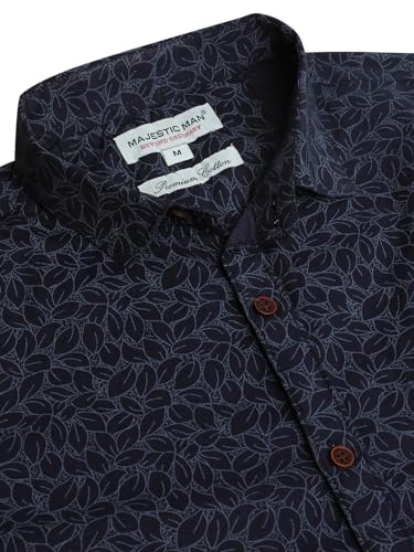 Image of Majestic Man Printed Pure Cotton Slim Fit Casual Shirt