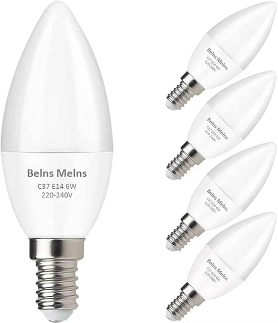 E14 LED Candle Light Bulbs, 6W (Equivalent to 40W), Small Edison Screw (SES) 3000K Warm White - Pack of 5