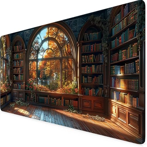 Libro Tappetino Mouse Gaming xxl 800 x 300 mm, Tappetino Scrivania Architettura Con Bordi Cuciti, Presa Stabile su Superfici Lisce, Impermeabile Antiscivolo Mouse Pad per Gaming Accessori PC b2-111
