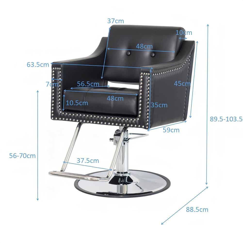 Fotel Fryzjerski, Hydrauliczny Fotel Fryzjerski, Hydrauliczny PodnośNik Z Obrotem O 360°, WyposażEnie Salonu Kosmetycznego, SkóRzany I Nitowany,Beige