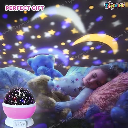 Image of Toyshine Star Moon Night Light Lamp Projector with 12 Color Changing Lights Modes,360 Rotating Night Lamp Projection lamp Home Room Decor for Kids and Adults