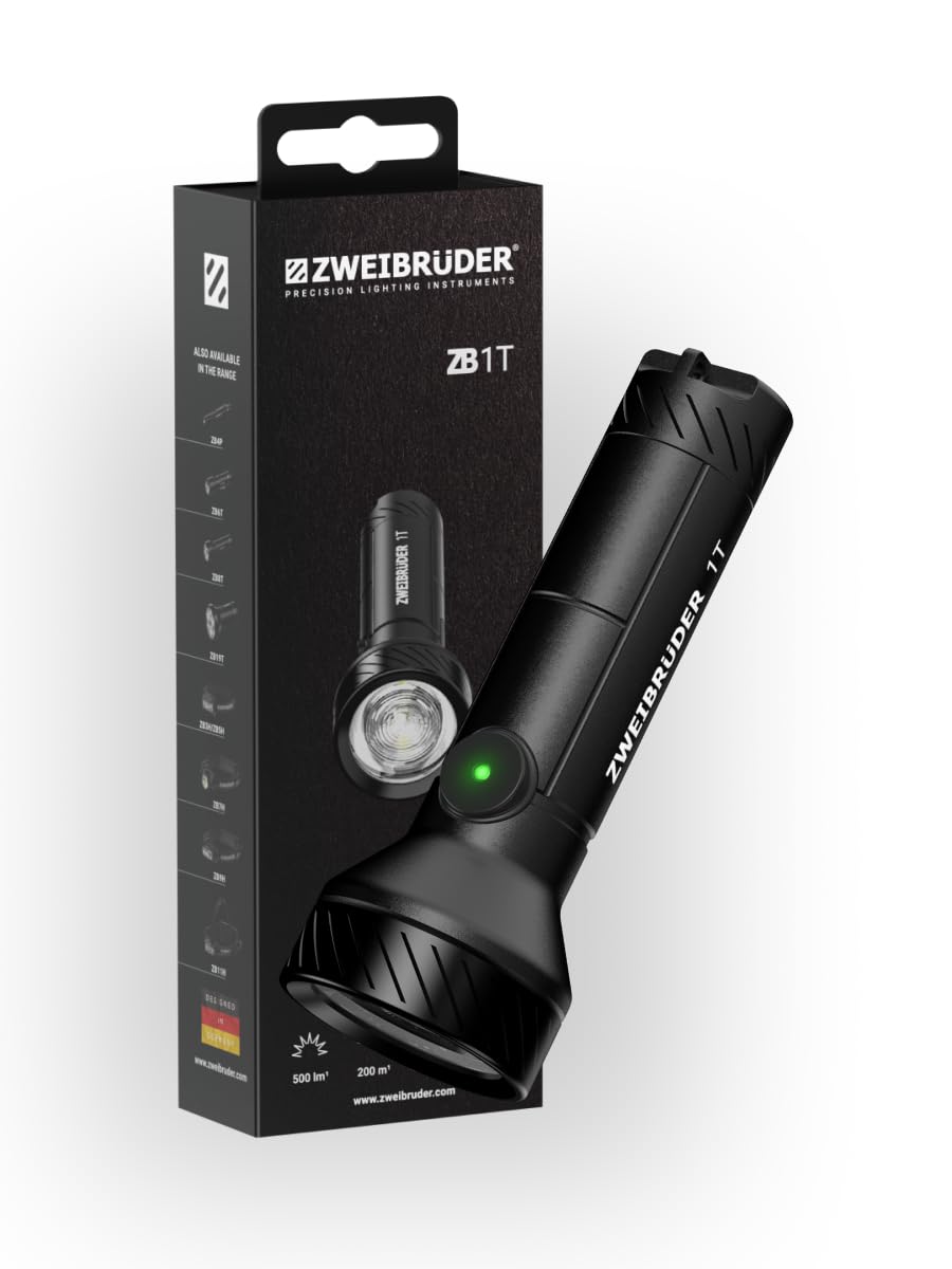 Zweibrüder ZB1T Keyring Torch 500 Lumens – Compact Mini LED Torch with Long Beam Distance, USB-C Rechargeable, Pocket Torch for Everyday Carry, Camping and Travel