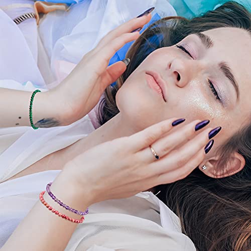 Henoyso 10 Pieces 4mm Mini Gemstone Energy Bracelets Natural Gemstone Handmade Crystal Beaded Power Stretch Bracelet Unisex Couple Bracelets, Turquoise - Image 4