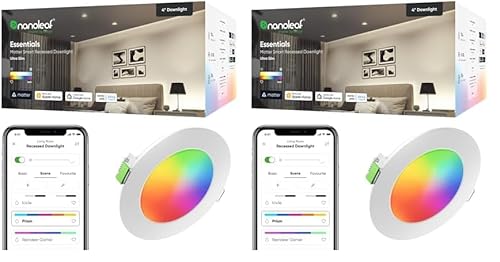 Nanoleaf(�i�m���[�t) �_�E�����C�g Matter�Ή� ������ ��106-115mm �A���N�T�Ή� �V�[�����O���C�g �C���e���A NF080D06-1W4 (× 2)